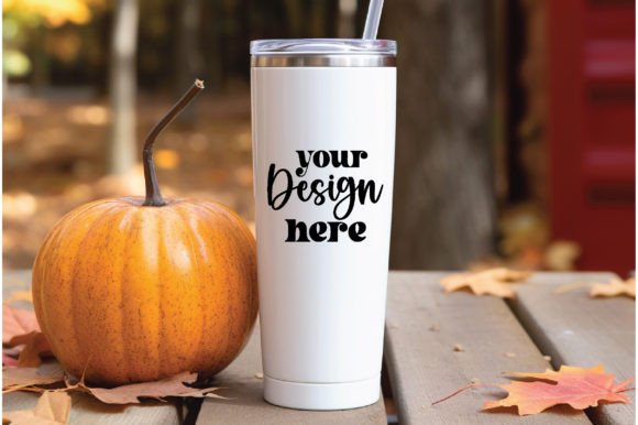 20 Oz Skinny Fall Tumbler Mockup 19