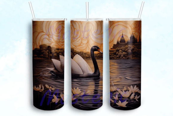 Black Swan Tumbler Sublimation Design