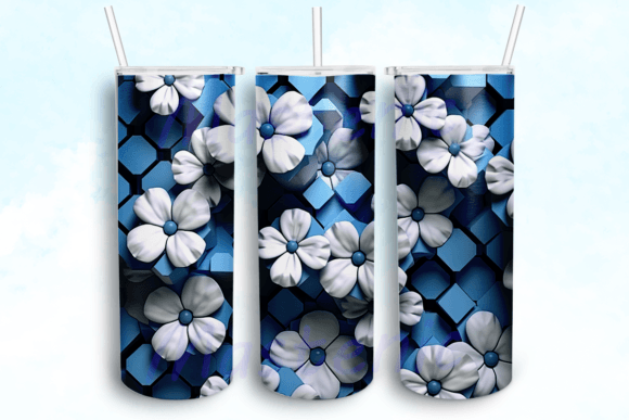 Blue Bee Honeycomb Flowers Tumbler