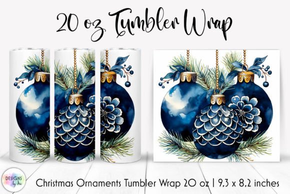 Blue Christmas Bulbs Tumbler Sublimation
