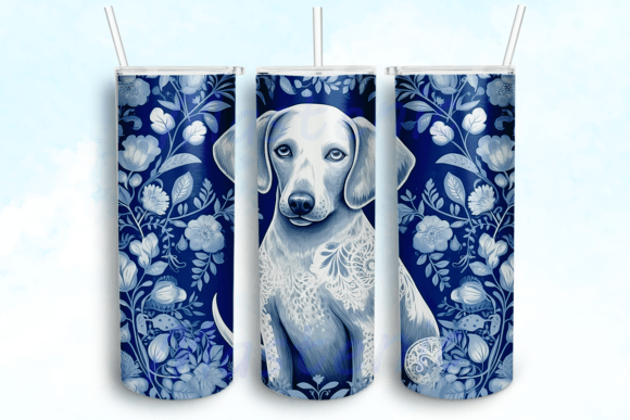 Blue Parsley Dachshund Tumbler PNG