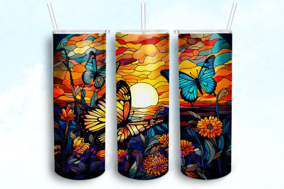 Butterfly Tumbler Sublimation Design