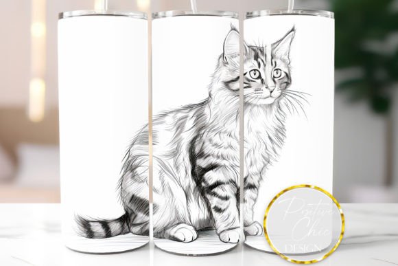 Cat Tumbler Wrap PNG Sublimation Design