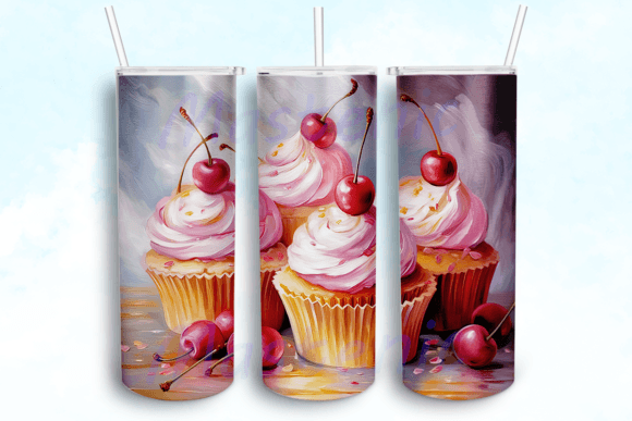 Cherry Cupcakes 20 Oz Skinny Tumbler