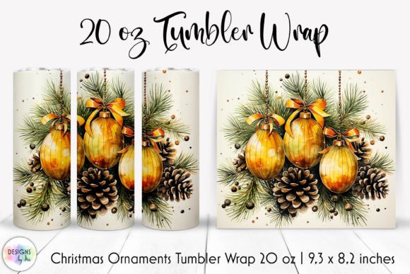 Christmas Bulbs and Pine Tumbler Wrap