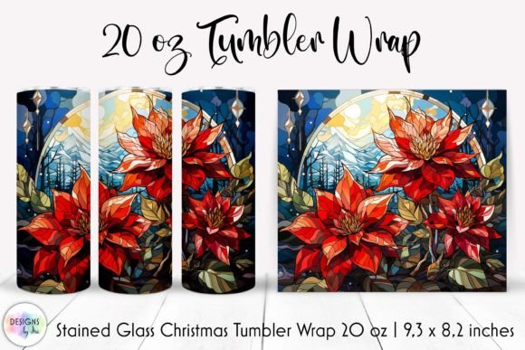 Christmas Poinsettia Tumbler Wrap Design