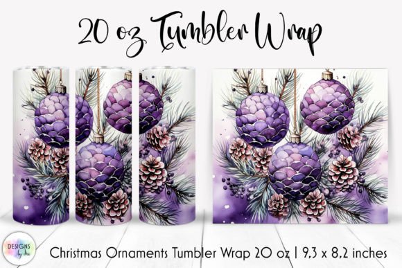 Christmas Tumbler Wrap with Bulbs Pine