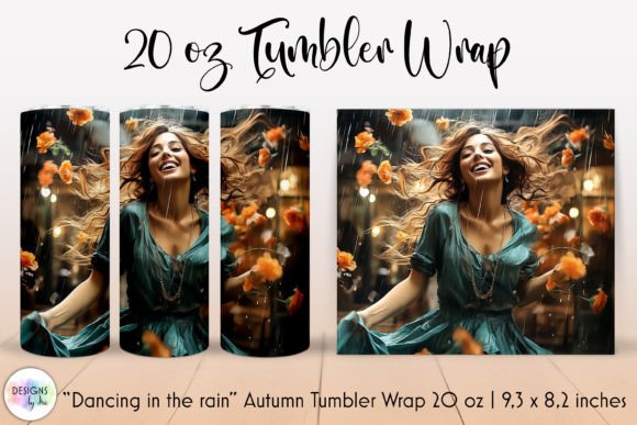 Dancing Girl Autumn Tumbler Wrap Design