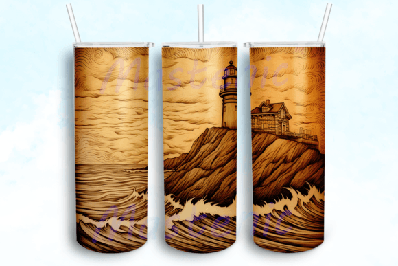 Engraved Wood Lighthouse 20 Oz Tumbler