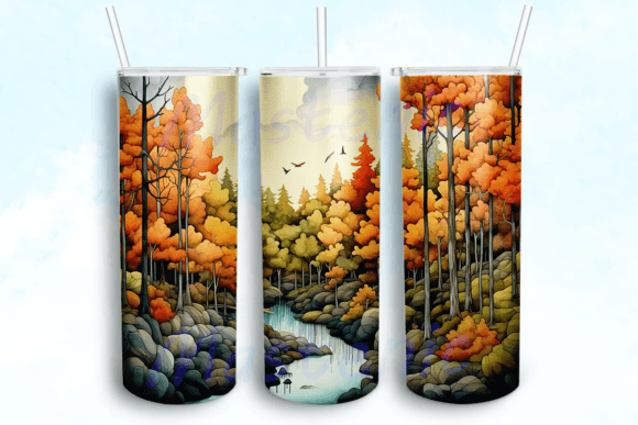 Fall Forest Tumbler Sublimation Design