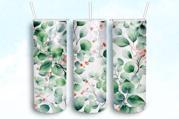 Floral Leaves Flowers Tumbler PNG