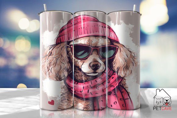 Glamorous Brown Poodle Tumbler Wrap