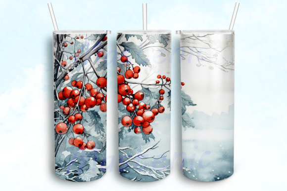 Glistening Winter Berries Tumbler PNG