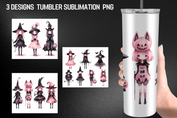 Halloween Black Pink Tumbler Wrap Sublim