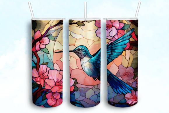 Hummingbird Stained Glass Tumbler PNG