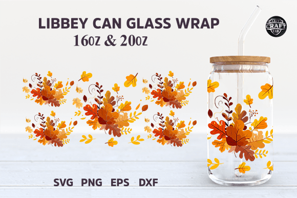Leaves Can Glass 16oz Wrap Libbey SVG De