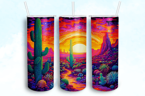 Neon Space Desert Tumbler PNG