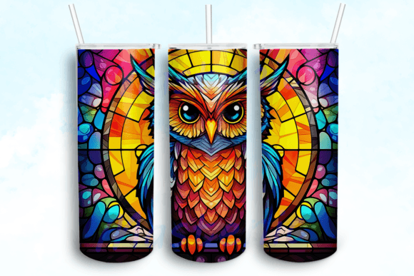 Owl Stained Glass 20 Oz Skinny Tumbler