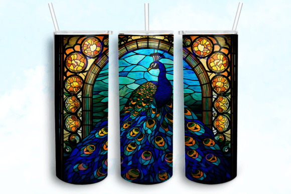 Peacock Stained Glass Tumbler PNG