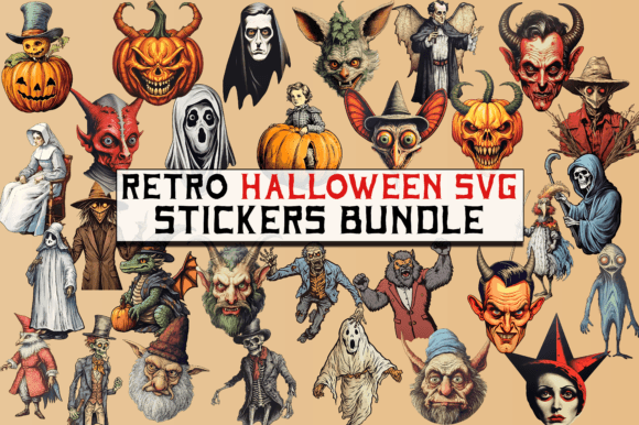 Retro Halloween SVG Stickers