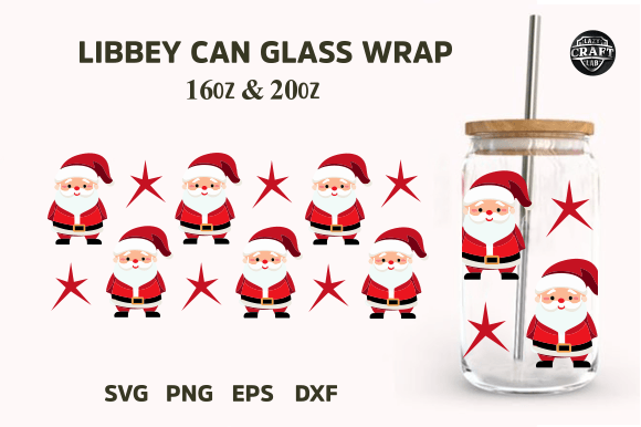 Santa Christmas Can Glass Wrap SVG