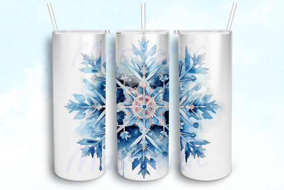 Sparkling Watercolor Snowflakes