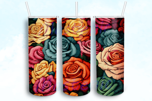 Spring Roses Tumbler Sublimation Design