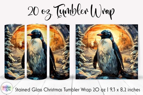 Stained Glass Christmas Penguin Tumbler