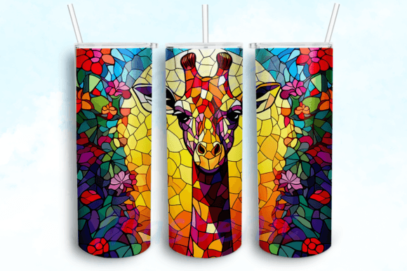 Stained Glass Giraffe Tumbler PNG