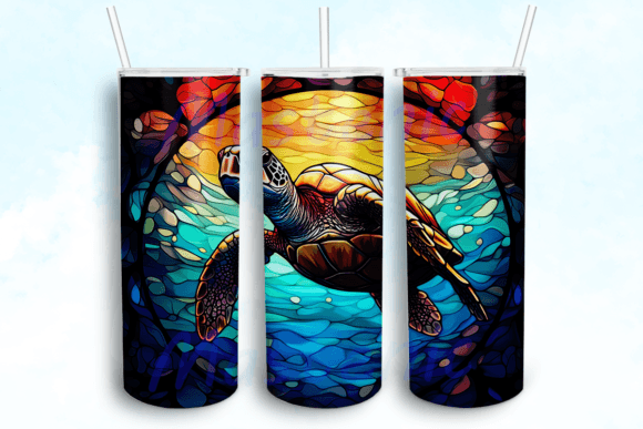 Stained Glass Turtle Tumbler