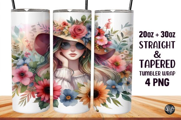 Watercolor Girl Tumbler Wrap Skinny Subl