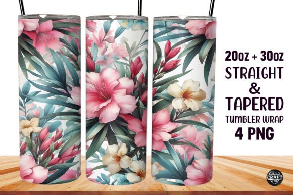 Watercolor Oleander Flower Tumbler Wrap