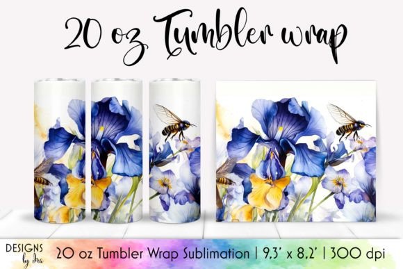 Watercolour Flowers Skinny Tumbler Wrap